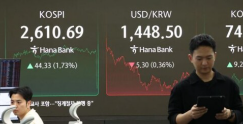 17일 서울 중구 하나은행 딜링룸 모습. [연합뉴스]