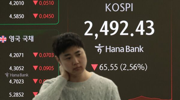 31일 서울 중구 하나은행 본점 딜링룸 모습. [연합뉴스]