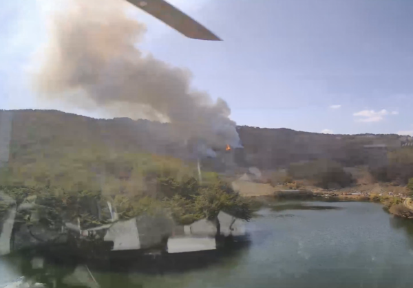 경남 진주 산불 현장 헬기 사진. [산림청]