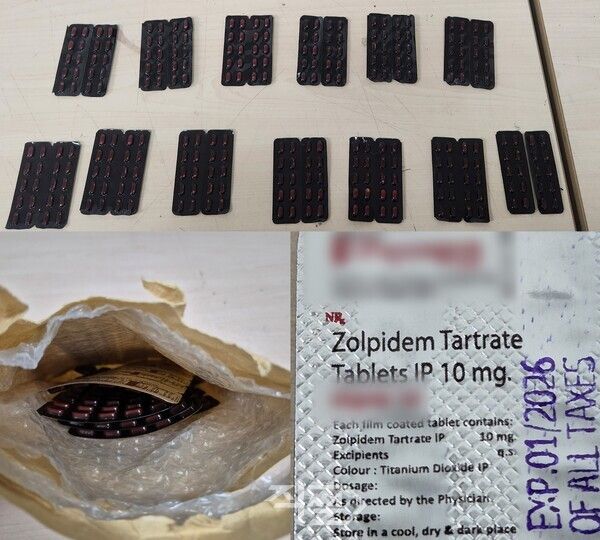 국제우편을 통해 국내로 반입 시도된 졸피뎀.[부산본부세관 제공]