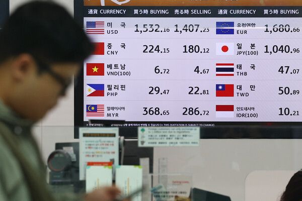 8일 인천국제공항 제2여객터미널 환전소에 원달러, 원엔 등 환율이 표시돼 있다. [연합뉴스]