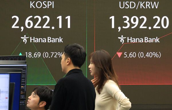 20일 서울 중구 하나은행 딜링룸 모습. [연합뉴스]