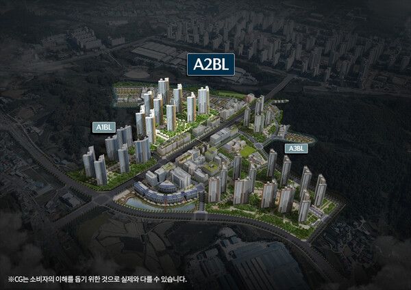 아산탕정자이 A1, A2, A3블록 전체 조감도. [GS건설]