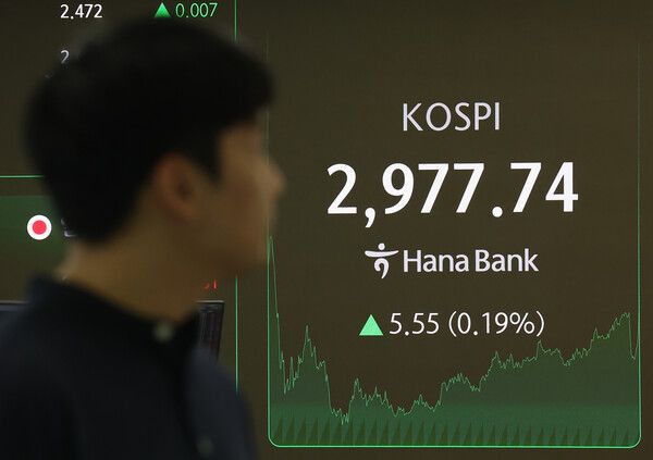 19일 서울 중구 하나은행 딜링룸 모습. [연합뉴스]