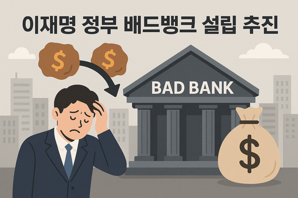 이재명 정부가 소상공 채무 탕감을 위한 배드뱅크 설립을 추진한다. [그래픽=손성은 기자·챗gpt]