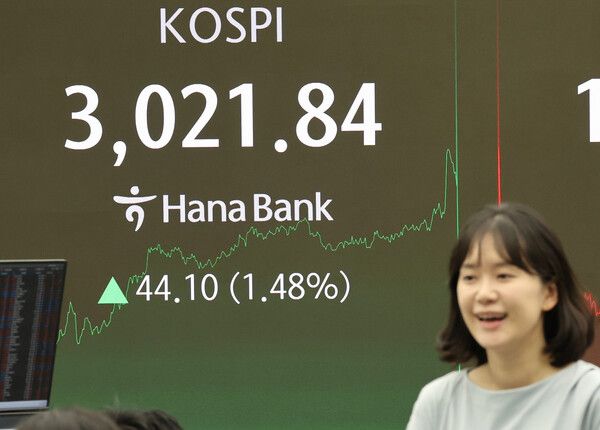 20일 서울 중구 하나은행 딜링룸 모습. [연합뉴스]