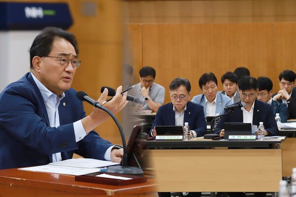 농협중앙회는 23일 서울 중구 농협중앙회 본관 중회의실에서 지준섭 부회장(왼쪽) 주재로 ‘제4차 범농협 비상경영대책위원회’를 개최했다. [농협중앙회]