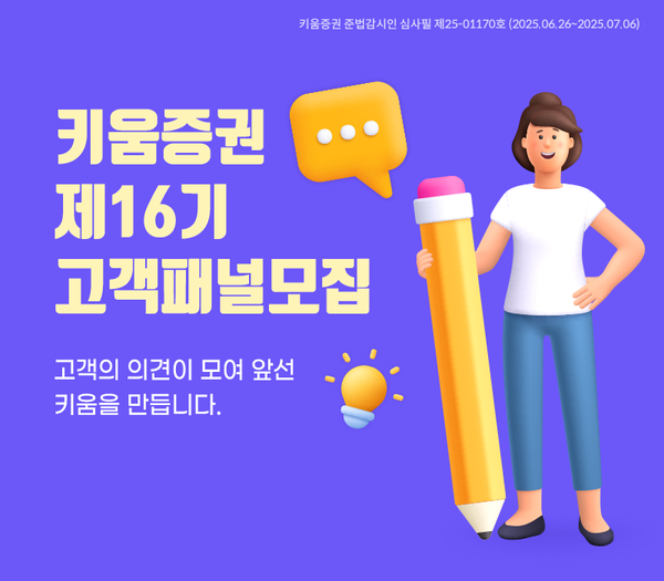 키움증권은 ‘제16기 고객 패널’을&nbsp;다음달 6일까지 모집한다. [키움증권]