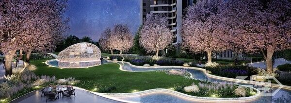 래미안 루미원, 아트리움을 감싸는 120m 물길‘스타라이트 웨이브. [삼성물산]