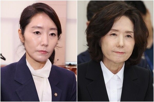 강선우(왼쪽) 여성가족부·이진숙 교육부 장관 후보자. [연합뉴스]