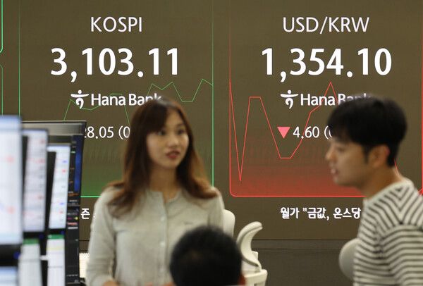 3일 서울 중구 하나은행 딜링룸 모습. [연합뉴스]