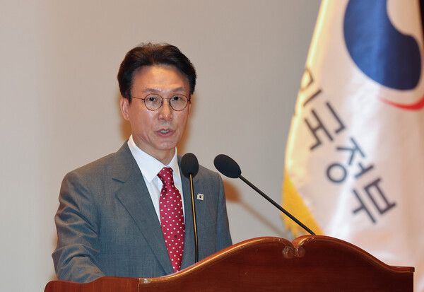 김민석 국무총리가 7일 정부세종청사 대강당에서 열린 취임식에서 취임사를 하고 있다. [연합뉴스]