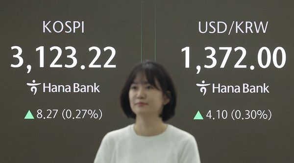 9일 서울 중구 하나은행 딜링룸 모습. [연합뉴스]