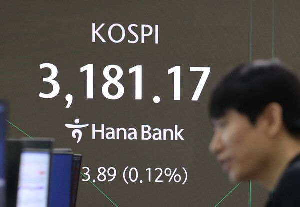 19일 서울 중구 하나은행 딜링룸 모습. [연합뉴스]