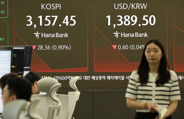 1일 서울 중구 하나은행 딜링룸 모습. [연합뉴스]