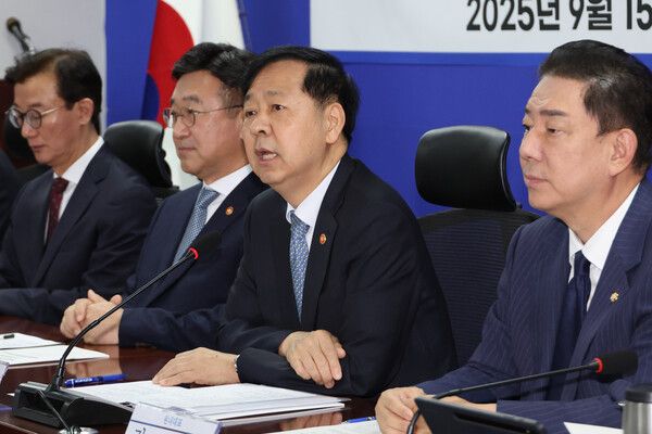 구윤철 부총리 겸 기획재정부 장관이 15일 서울 여의도 국회에서 열린 '추석 민생안정대책 당정협의'에서 발언하고 있다. [연합뉴스]