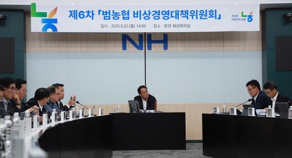 농협중앙회는 22일 서울 중구 농협중앙회 본관 화상회의실에서 ‘제6차 범농협 비상경영대책위원회’를 개최했다. [농협중앙회]