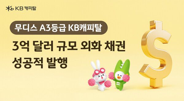 KB캐피탈이&nbsp;5년&nbsp;만에&nbsp;글로벌본드&nbsp;시장에&nbsp;복귀하며&nbsp;미화&nbsp;3억&nbsp;달러&nbsp;규모의&nbsp;외화채권을&nbsp;성공적으로&nbsp;발행했다. [KB캐피탈]