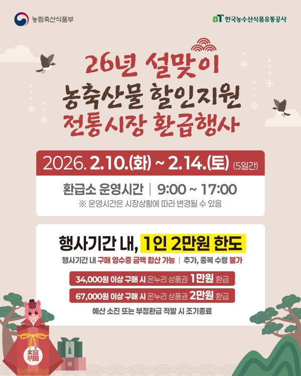 2026년 설맞이 전통시장 온누리상품권 환급행사 포스터. [창원시]