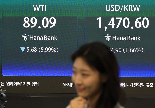 10일 서울 중구 하나은행 딜링룸 모습. [연합뉴스]