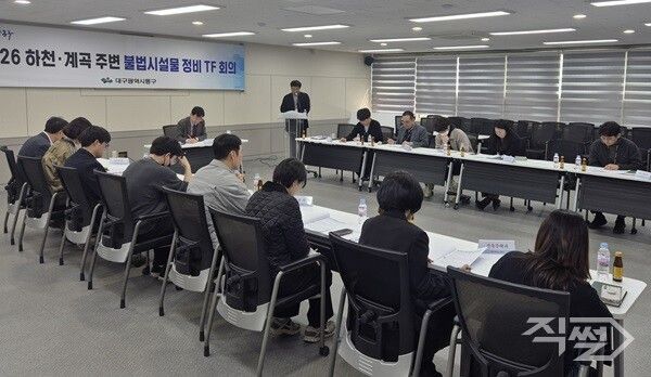 하천·계곡 주변 불법 시설물 정비 TF 회의 진행 모습. [대구 동구청]