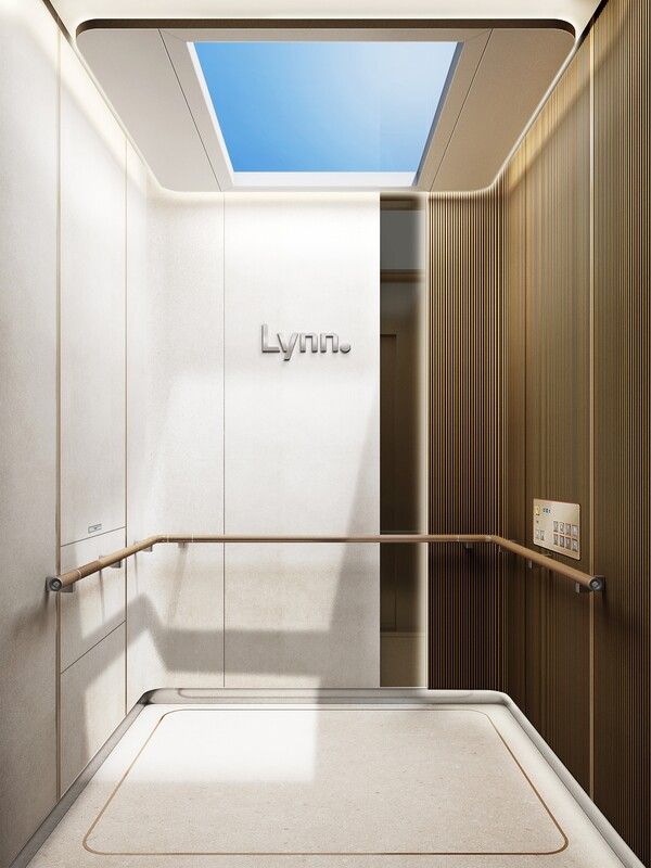 '2026 iF 디자인 어워드(iF DESIGN AWARD 2026)' 인테리어 건축 콘셉트 부문에서 본상을 수상한 우미건설의 엘리베이터 디자인 콘셉트 '디 인피닛 챔버(The Infinite Chamber)' 후면 이미지. [우미건설]