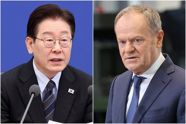 이재명 대통령(왼쪽)과 도날트 투스크 폴란드 총리. [EPA=연합뉴스]