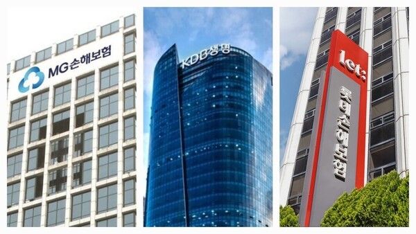 (왼쪽부터) MG손해보험, 롯데손해보험, KDB생명보험. [각 사]