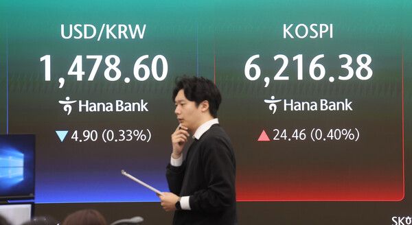 20일 서울 중구 하나은행 딜링룸 모습. [연합뉴스]