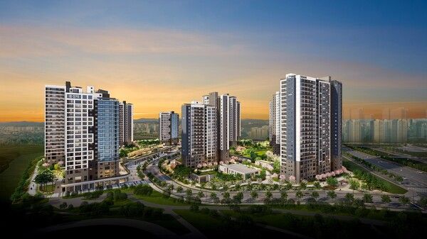 고덕국제신도시 수자인풍경채 1,2단지 통합 투시도. [BS한양]