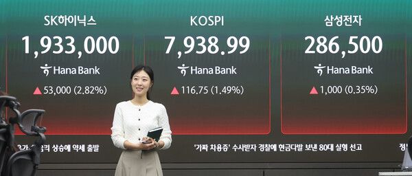 12일 서울 중구 하나은행 딜링룸 모습. [연합뉴스]