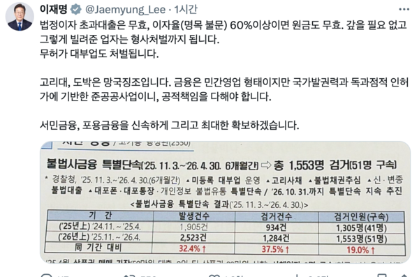 [이재명 대통령 X(엑스) 캡처]