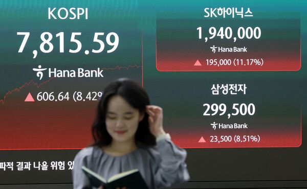 21일 서울 중구 하나은행 딜링룸 모습. [연합뉴스]