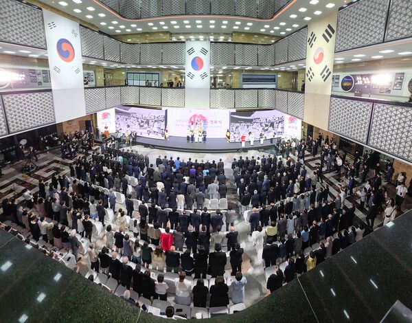 제78주년 제헌절 경축식이 17일 국회에서 진행되고 있다. [연합뉴스]