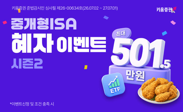 키움증권은 ‘최대 501만5000원 ISA 혜자 이벤트 시즌2’를 오는 9월 말까지 진행한다. [키움증권]