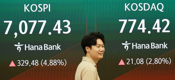 22일 서울 중구 하나은행 딜링룸 모습. [연합뉴스]