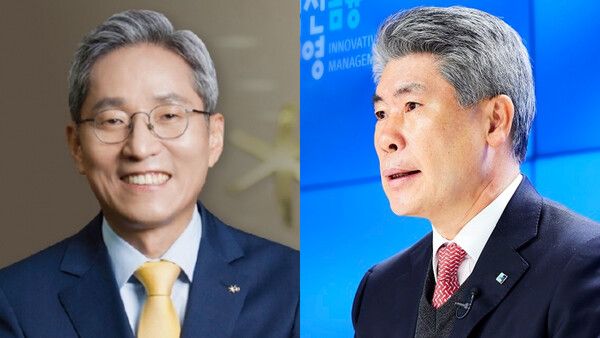 (왼쪽부터) 윤종규 전 KB금융 회장, 윤종원 IBK기업은행장. [각 사]