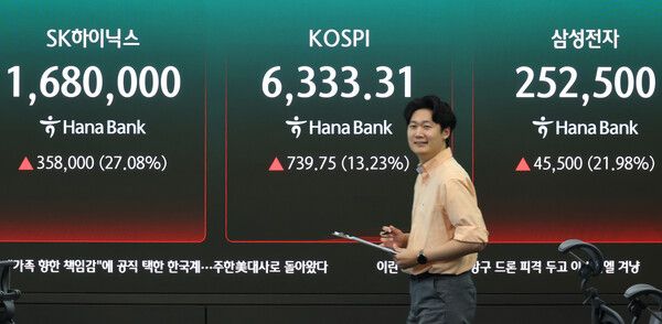 31일 서울 중구 하나은행 딜링룸 모습. [연합뉴스]