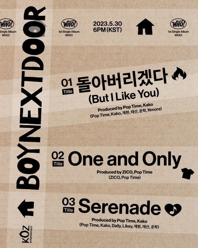 BOYNEXTDOOR 데뷔싱글 WHO! 트랙리스트.jpg