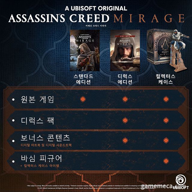어쌔신 크리드 미라지 패키지 구성 (사진제공: 인트라게임즈)
