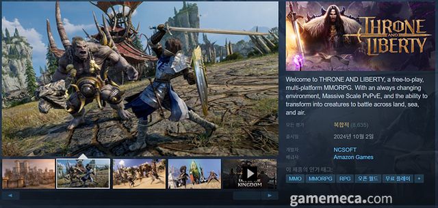 쓰론 앤 리버티가 스팀 정식 서비스를 시작했다 (사진 출처: 게임 스팀 페이지)