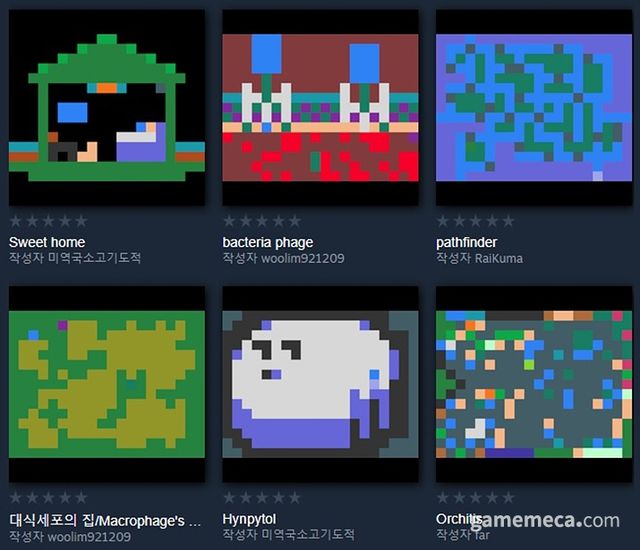 레벨 에디터를 통해 만들어진 다양한 흰피톨의 유저 제작 맵 (사진출처: 스팀)