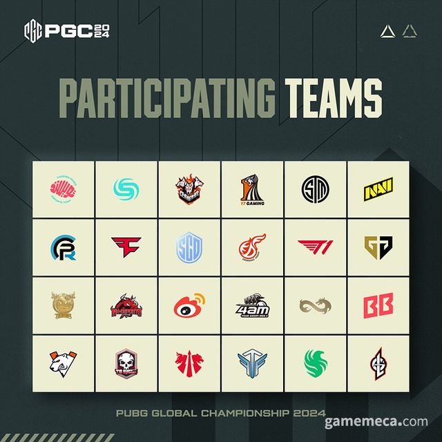 PGC 2024 참가팀 명단 (자료제공: 크래프톤)