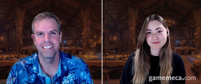 왼쪽부터 네이선 총괄 디렉터와 코라 수석 디자이너 (사진: 게임메카 촬영)