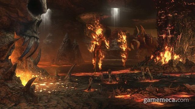 용암탕과 각종 놀거리, 친절한 스콜피온이 있는 헬 (사진출처: www.mortalkombatgames.com)