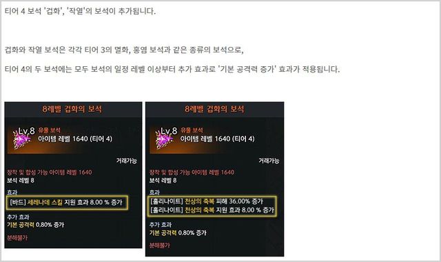 보석은 앞서 발표된대로 변경된다 (사진출처: 로스트아크 공식 홈페이지 갈무리)