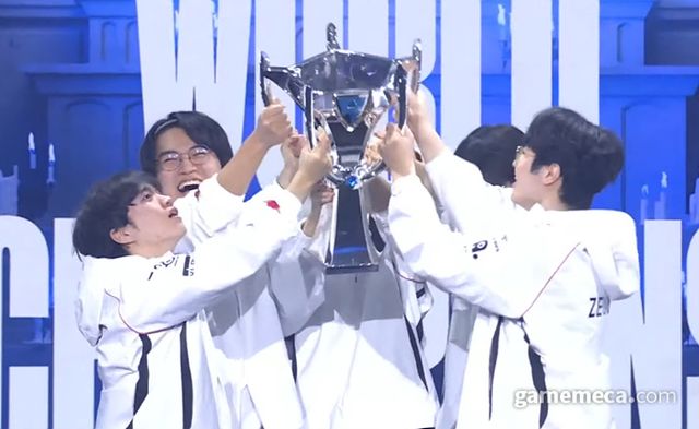 2024 리그 오브 레전드 월드 챔피언십 우승을 차지한 T1 (사진출처: LCK 공식 유튜브 채널 갈무리)