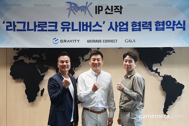 왼쪽부터 그라비티 박현철 대표, 위메이드 커넥트 이호대 대표, 갈라랩 김현수 대표 (사진제공: 위메이드커넥트)