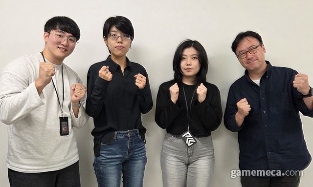 좌측부터 문민기 콘셉트 아티스트, 고설화 아트 리드, 박혜경 기획자, 양호성 애니메이터 (사진: 게임메카 촬영)