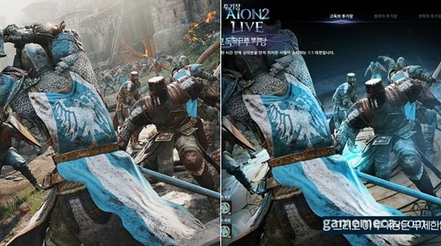 포 아너 스크린샷과 아이온 2 투기장 비교 (사진출처: 유비소프트 공식 스토어, 아이온2 유튜브 영상 갈무리)